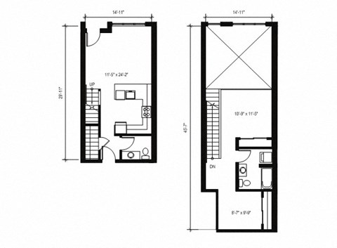 Stack House Apartments in Seattle, Washington 1x1.5 Loft Floor Plan